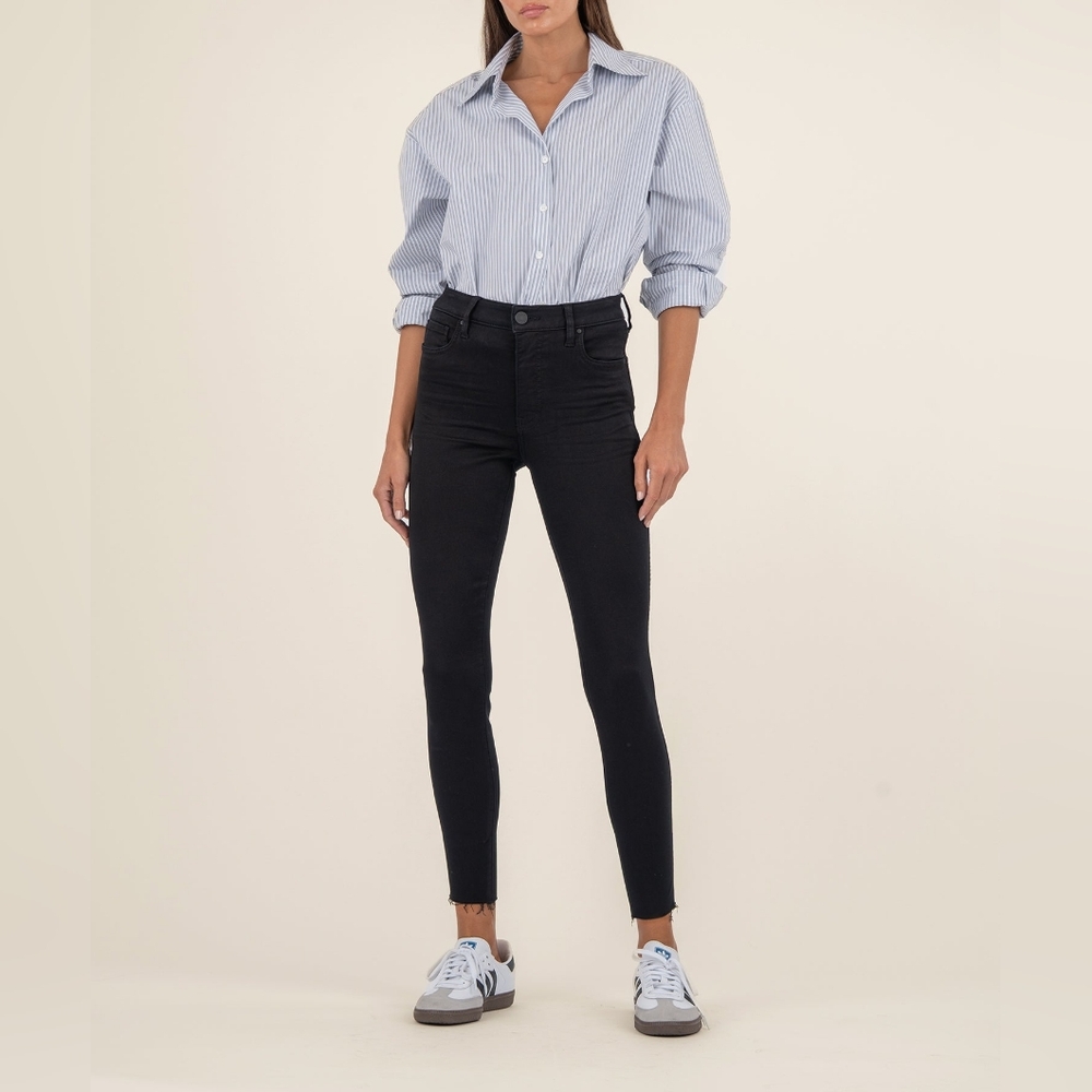 Kut from the Kloth Donna High Rise Skinny Ankle Jeans Black Size 14